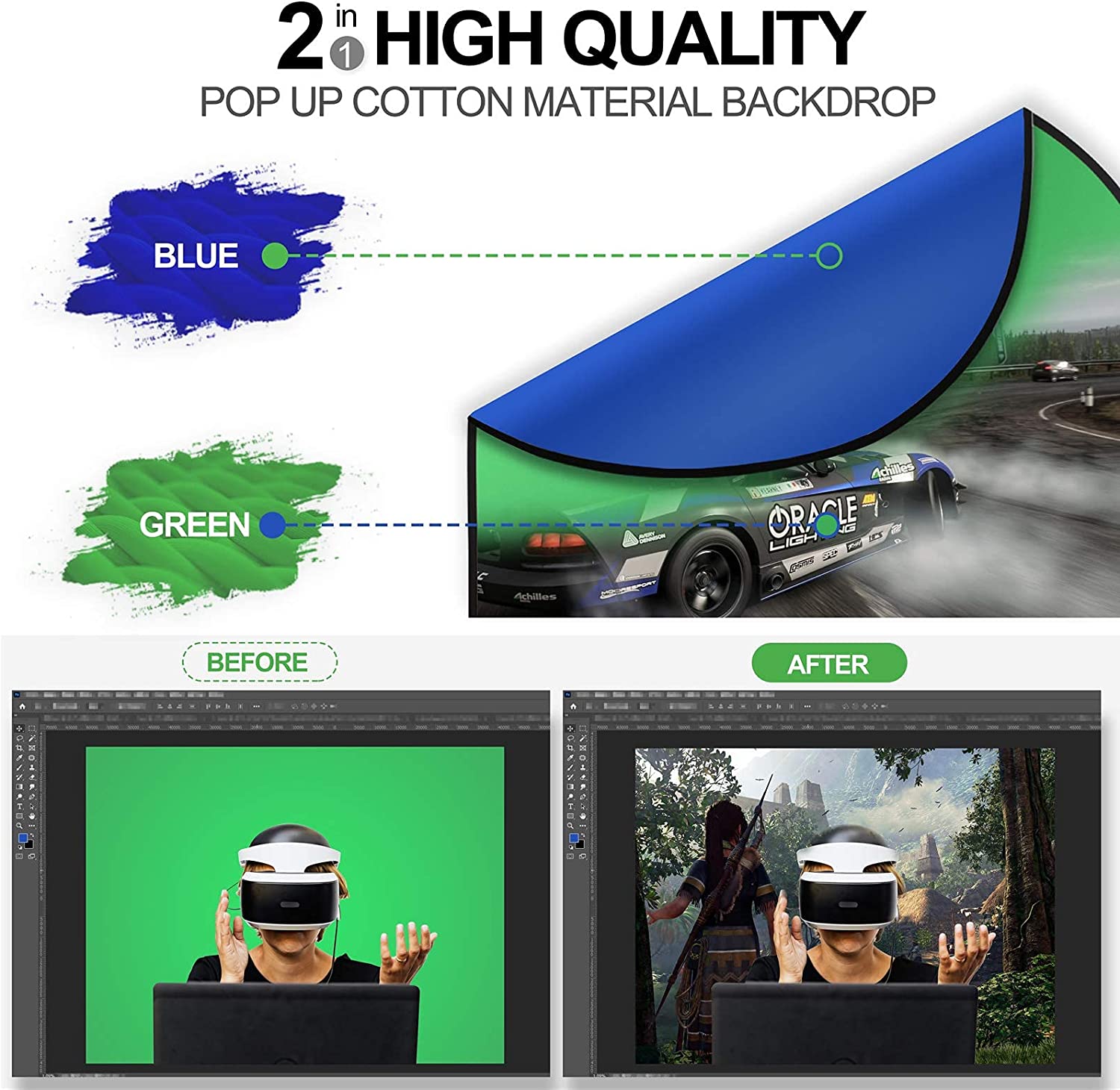 Toile de fond Portable pour éc - Green Screen Collapsible avis et prix